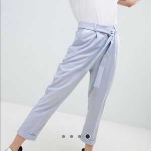 ASOS petite woven peg pants with obi tie